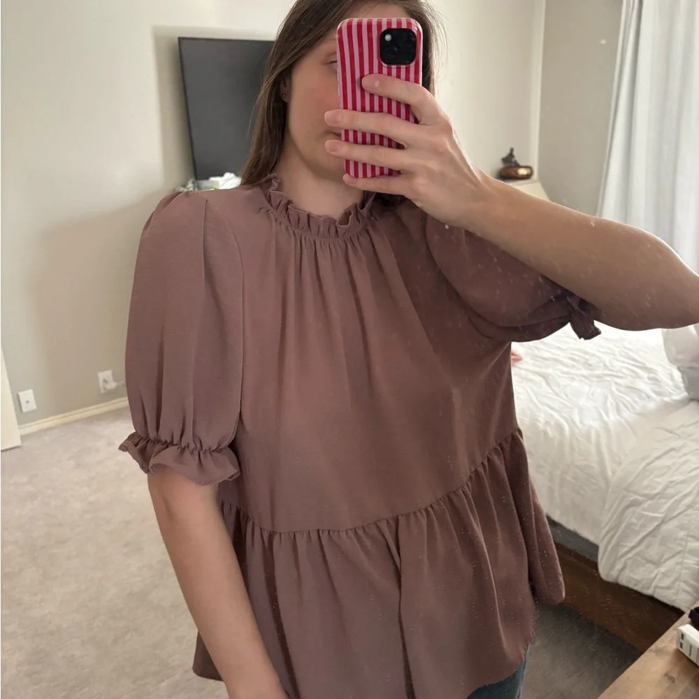 Entro Dusty Pink Ruffle Top - Picture 3 of 3